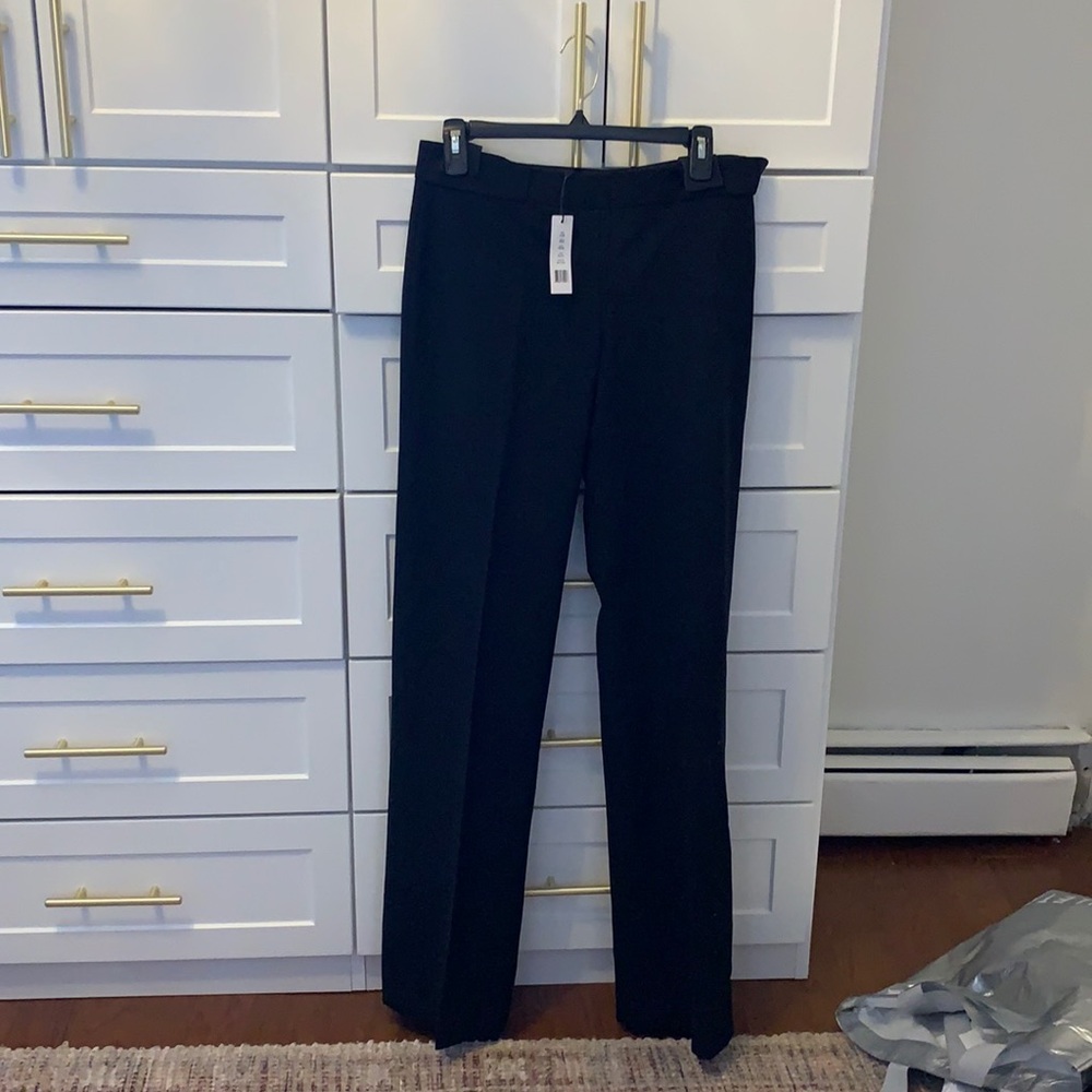 Black wide leg side zip dress pant. Theyskens’ theory collaboration.